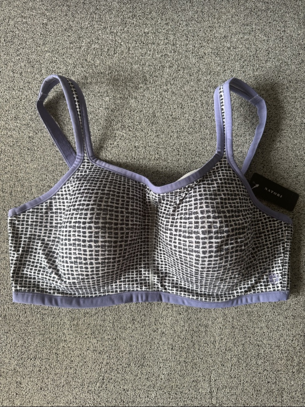 Natori Yogi Black & Lavender Wireless Printed Bra